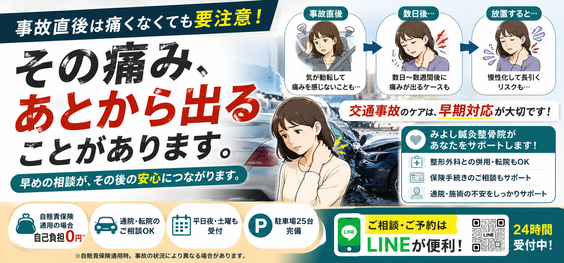 交通事故によるむちうち・痛みのケア｜下関市王司・みよし鍼灸整骨院