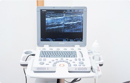 超音波画像観察装置（エコー）で腱や腱鞘の状態を確認するみよし鍼灸整骨院の機器